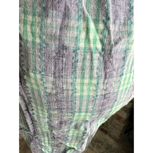 pants searsucker plaid purple green pastel 1980s - Picture 5 of 9